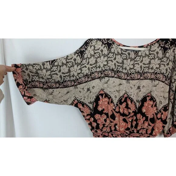 Vintage 90 Y2K Carol Little 12 Maxi Dress Patchwork Floral Tie Front Bohemian - Picture 8 of 14